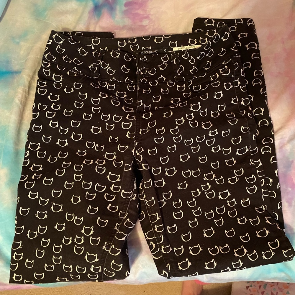 Cat print jeans